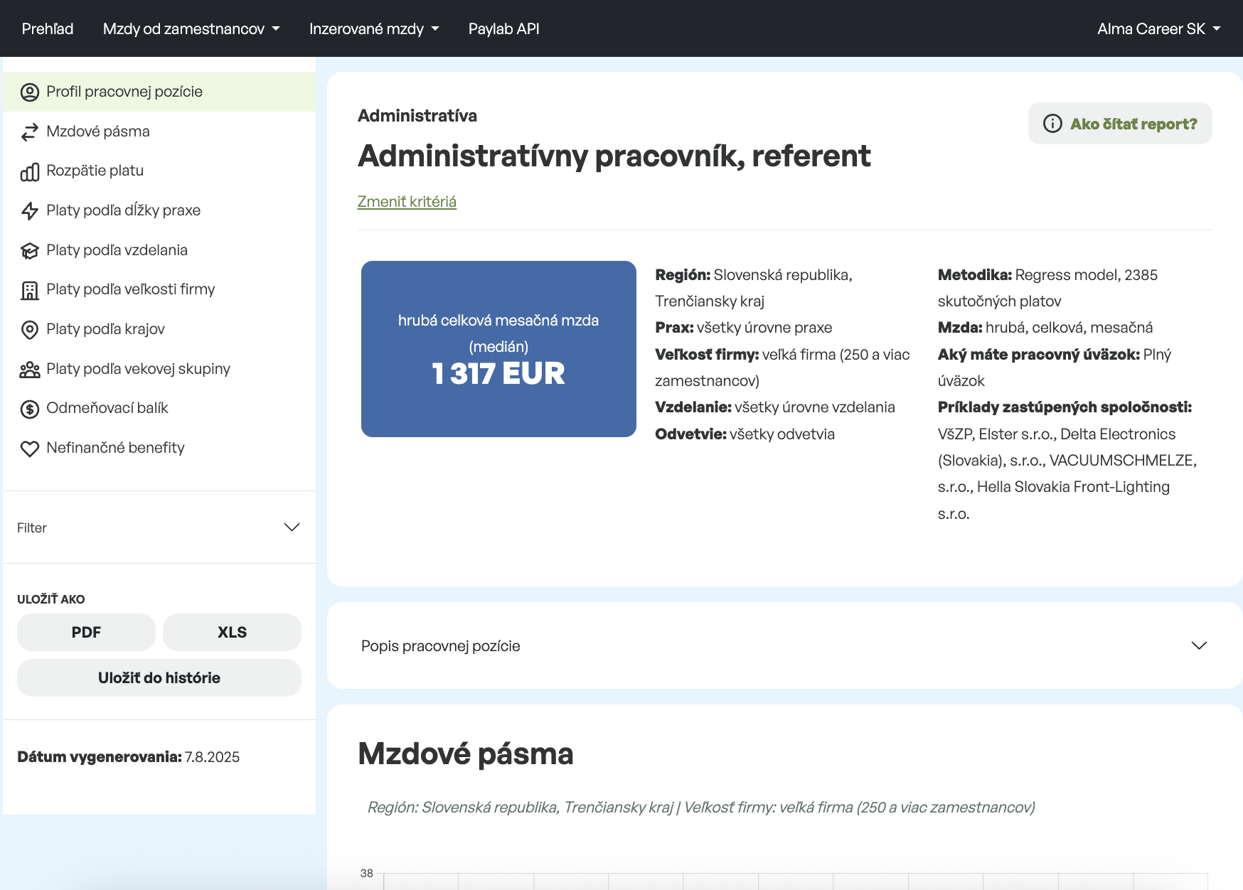 Salary report screenshot